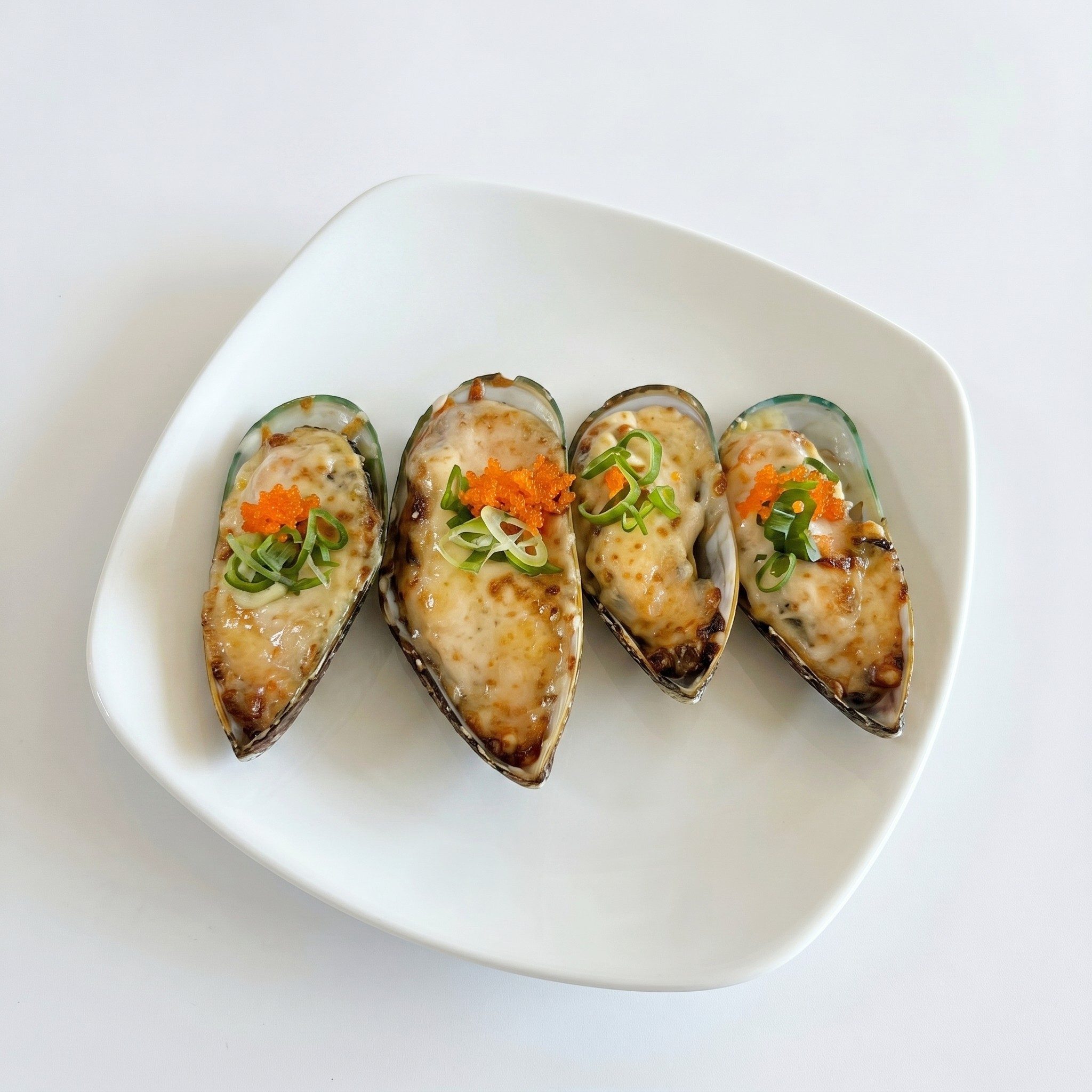 Baked Green Mussels.