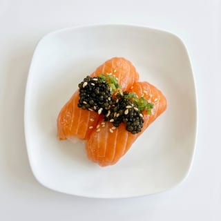 Salmon Belly with Black Caviar Sushi